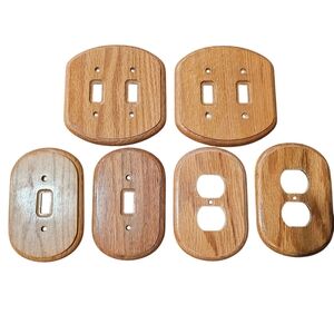Mid Century Solid Wood Switch Plate Covers Double Toggle Duplex Outlet Set